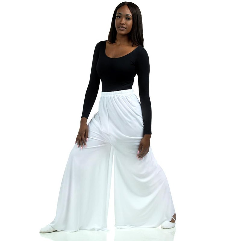 Danzcue Womens Celebration of Spirit Palazzo Pants, White, Large - Image 2